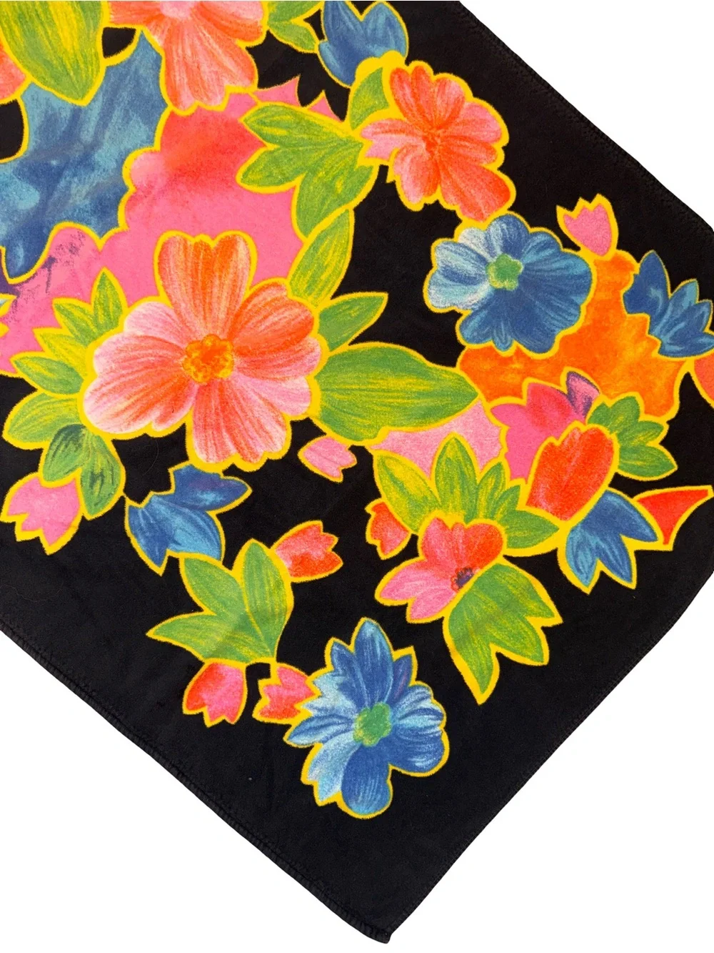 Vintage 1992 Neon Floral Beach Towel Tropical Miami Dopamine Decor